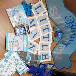 Blue and White Baby Shower Decorations